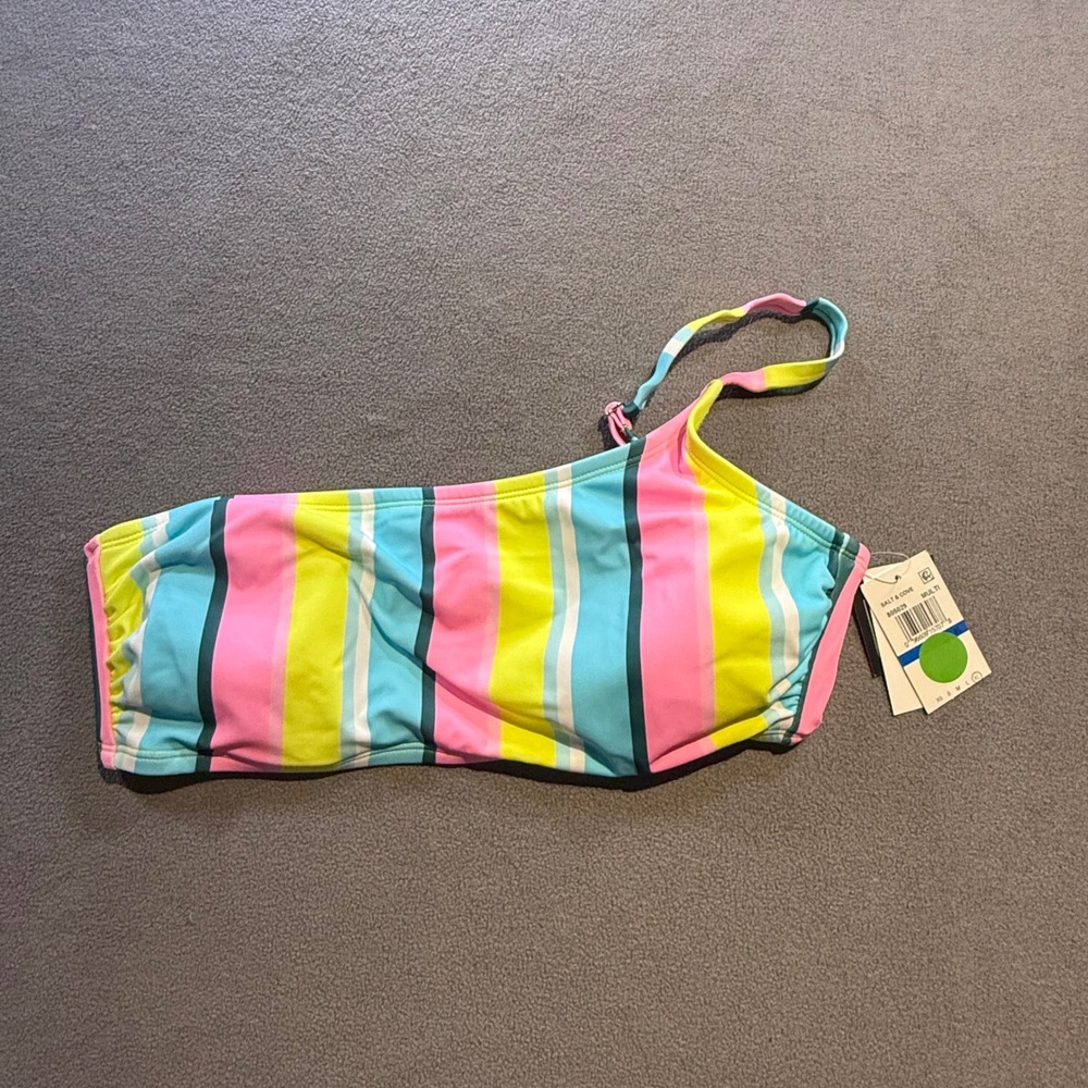 Salt + Cove Womens Multi Stripe One Shoulder Bikini Top XL 805029